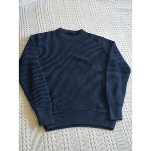 Quince Merino Crew Neck Sweater Pullover Size Small Navy Blue